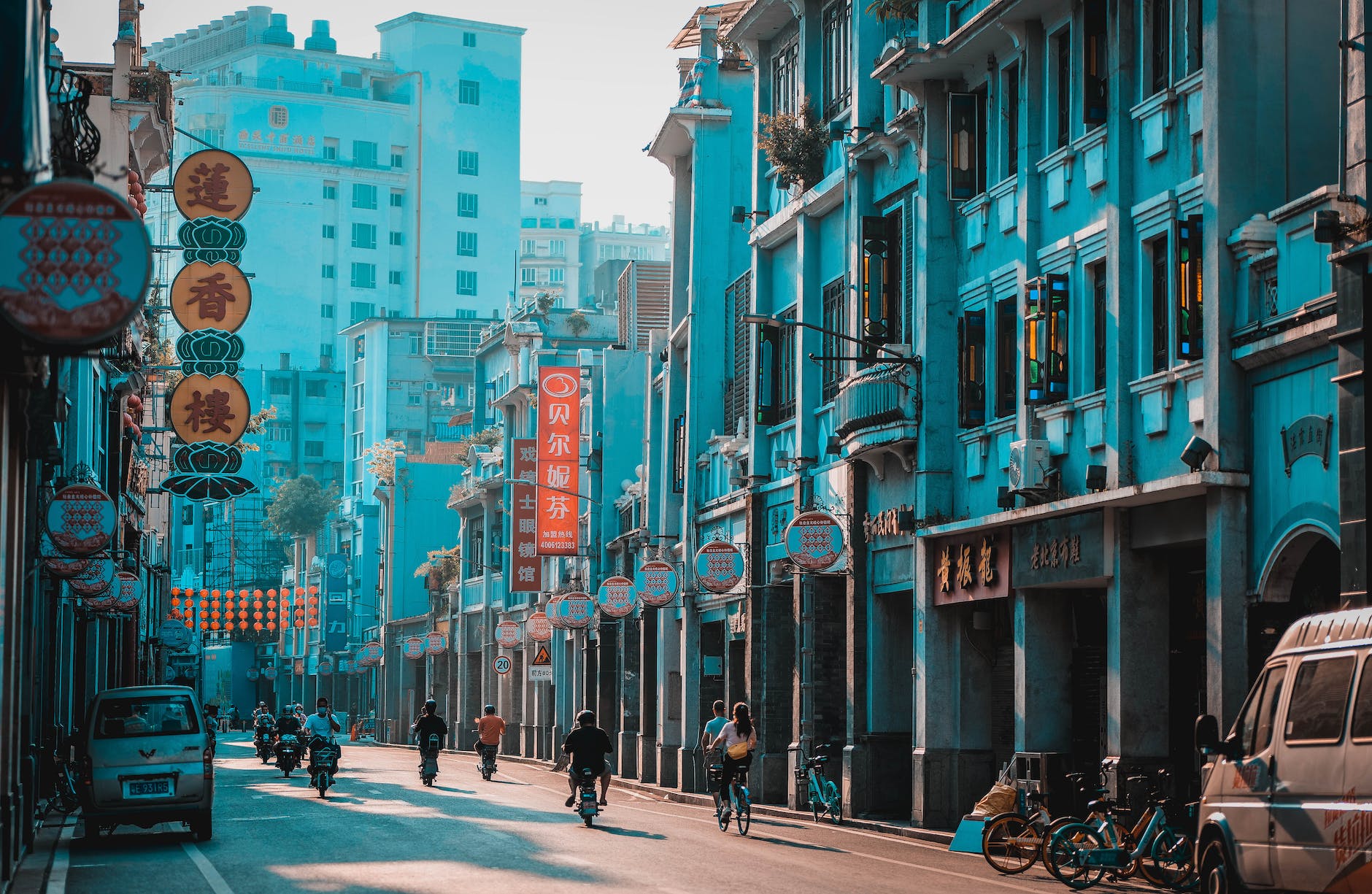 city street in guangzhou china