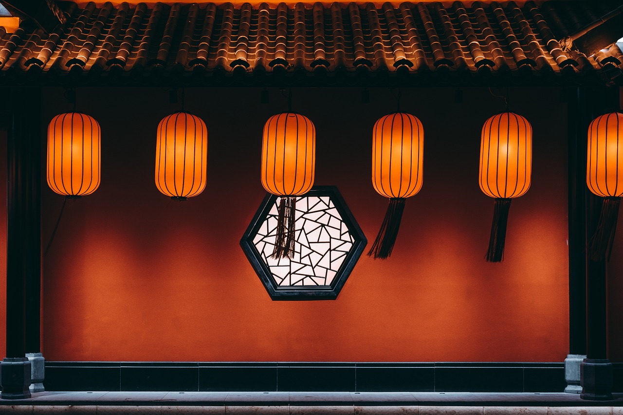 lanterns, temple, chinese temple